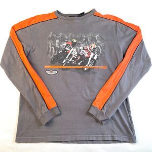 Harley-Davidson Gray Long Sleeve Tee with Orange Stripes